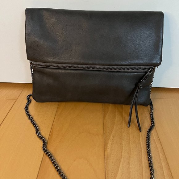 Leather Fold Over Cross Body Chain Bag - Picture 2 of 7